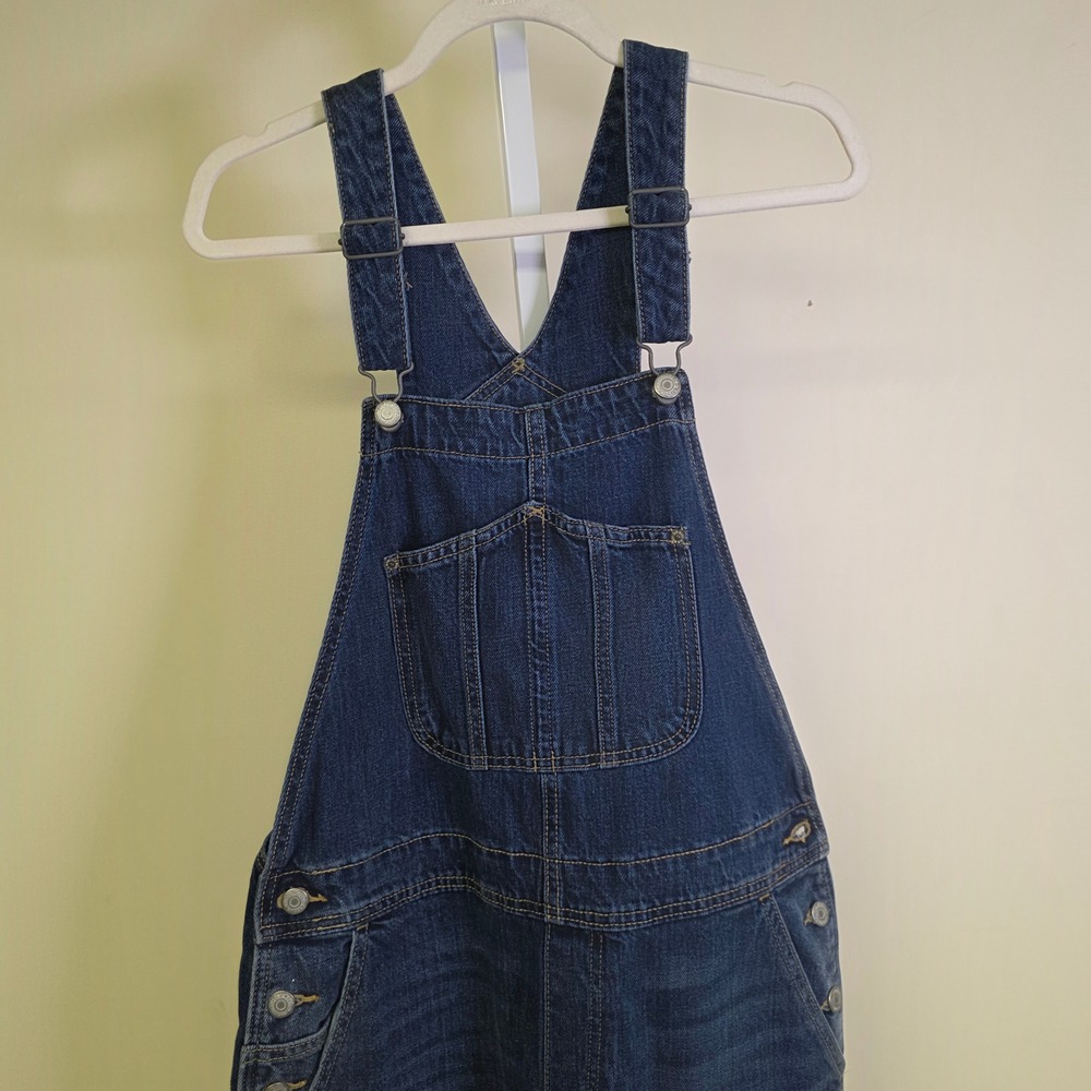 Old Navy Denim Overalls Dark Wash Carpenter Blue Womens 12 Excellent - Picture 2 of 4